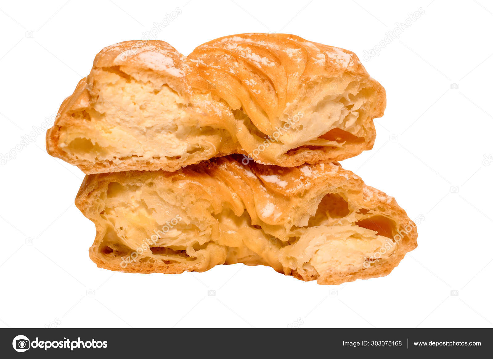 Isolated Cut Cream Puff Rings White Background Choux Pastry