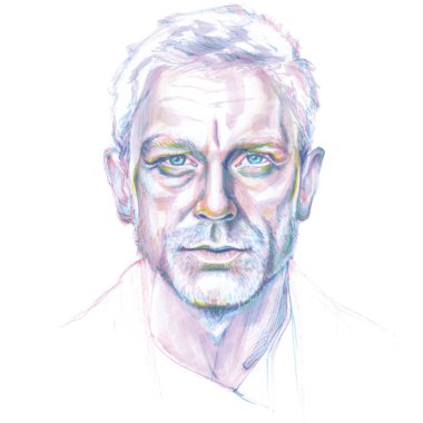 Daniel Craig İngiliz aktör. Kağıt üzerinde işaretler ve renkli kalemler ile el çizim çizim portre. Ukrayna, Kiev, Nisan 2018
