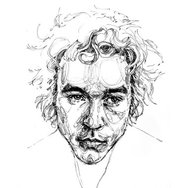 Ünlü aktör Heath Ledger 'ın eskiz portresi.