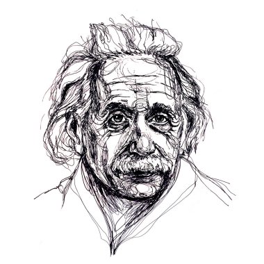 Albert _ Einstein, teorik fizikçi, portreler, çizim tarzı, kağıt, siyah çizgi