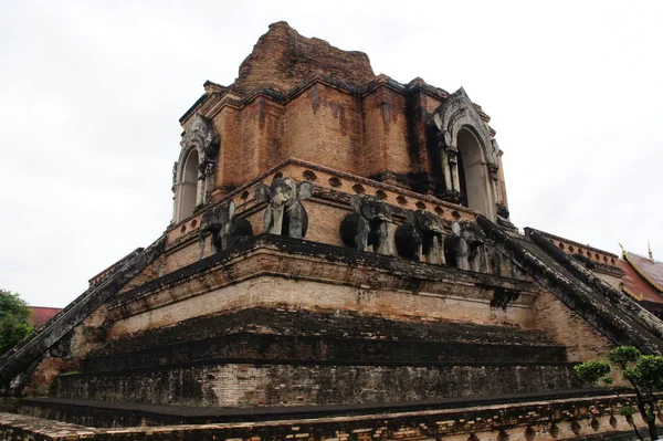 Statue Bouddha Dans Vieux Temple Chiang Mai — Photo