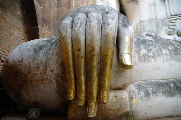 Mão Velho Buddha Wat Chum Cidade Velha Sukhothai Herança Mundial — Fotografia de Stock