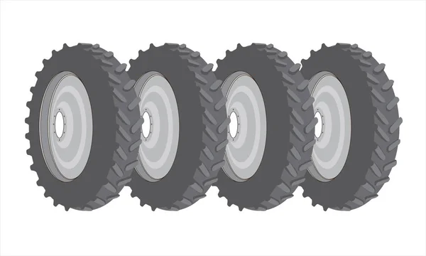 Neumáticos de camión o autobús con kit de disco en vertical — Vector de stock