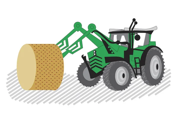 Bir tarımizole traktör alanında çalışır ve hasat — Stok Vektör