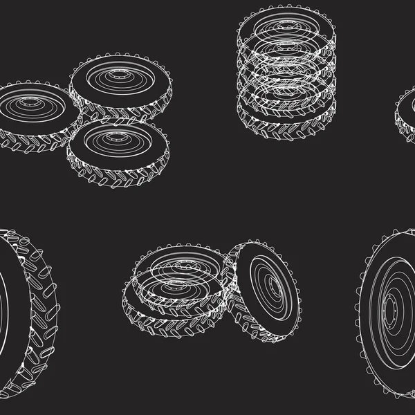 Um padrão sem costura com máquinas de pneus lineares — Vetor de Stock