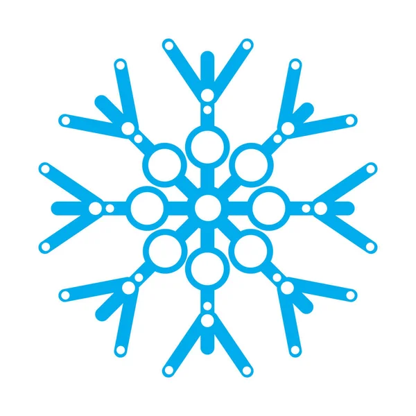 Un copo de nieve aislado azul con círculos — Vector de stock