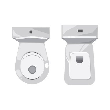 Beyaz arka plan üzerinde açık kapak görünümlü vektör izole tuvaletler