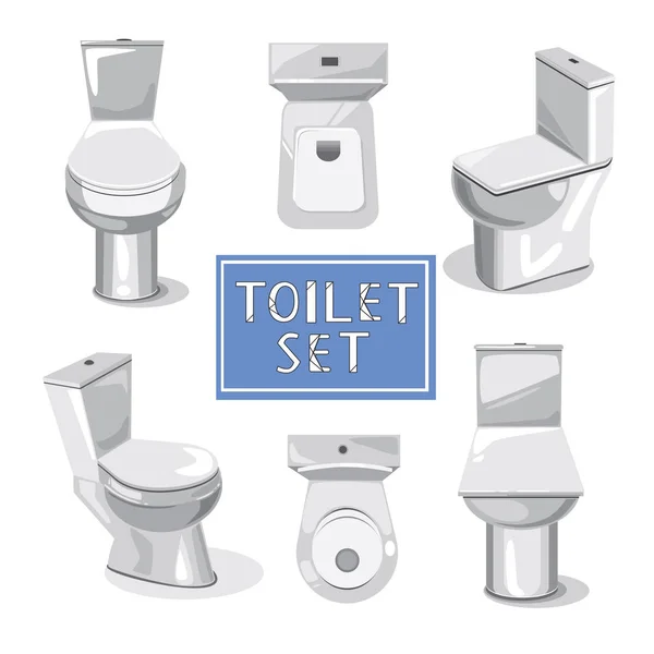 Beyaz arkaplandaki vektör izole tuvaletler koleksiyonu — Stok Vektör