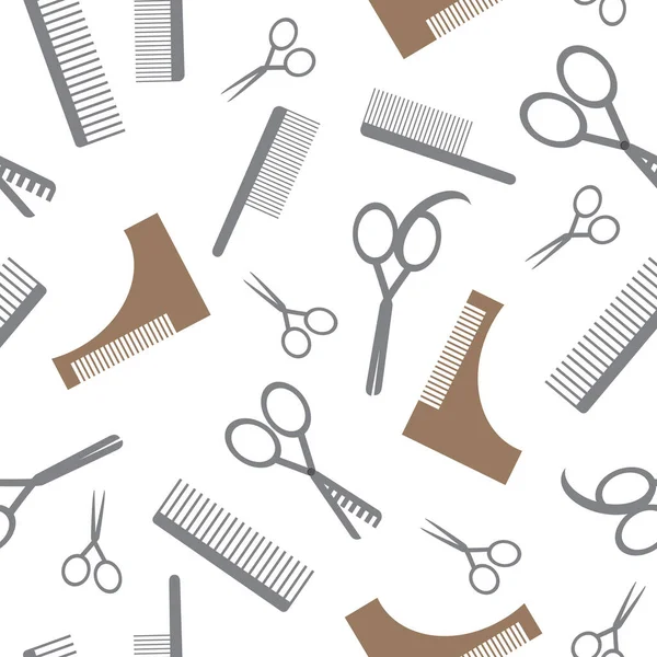 Seamless Pattern Scissors Combs White Background Cutting Hair Barbershop Flat — Stock Vector