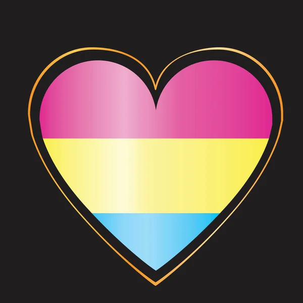 Panaszexuális Zászló Szív Elszigetelt Fekete Alapon Mint Egy Koncepció Büszkeség — Stock Vector