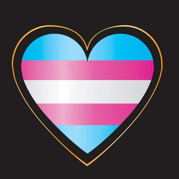Transznemű Zászló Szív Elszigetelt Fekete Háttérrel Mint Egy Koncepció Büszkeség — Stock Vector