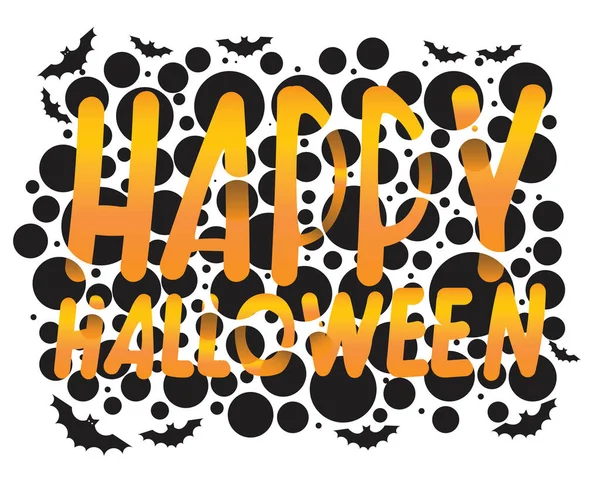 Halloween Party Kártya Szöveggel Boldog Halloween Denevérek Ijesztő Lyukak Lapos — Stock Vector