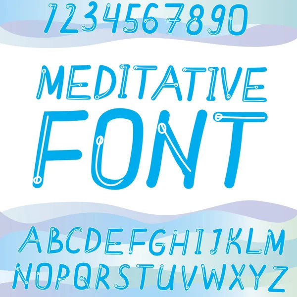 かわいいフォント アルファベット Abc デザインのための白い背景に隔離された文字 青い英語 ラテン文字の記号とかわいい文字や単語のフォント番号とタイポグラフィのベクトルストックイラスト — ストックベクタ