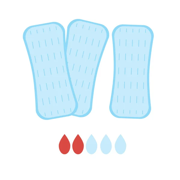 Denní Menstruační Podložky Kapkami Krve Jako Koncepce Ochrany Savé Ženské — Stockový vektor