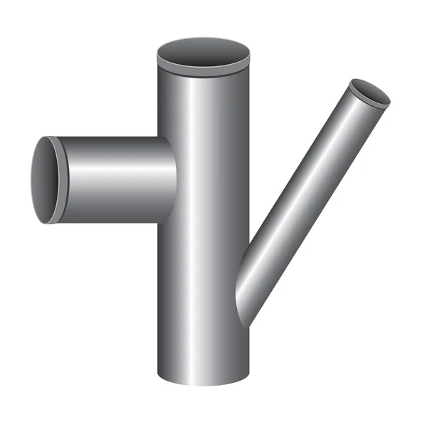 Realistické Instalatérské Potrubí Nebo Potrubí Izolované Bílém Pozadí Jako Logo — Stockový vektor