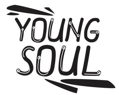 Tasarım için kart, baskı ya da selamlama olarak beyaz arkaplanda izole edilmiş genç ruhu içeren bir mektup. Bir gençlik, yetişkinlik, yaşam tarzı olarak tipografik vektör stok illüstrasyonu