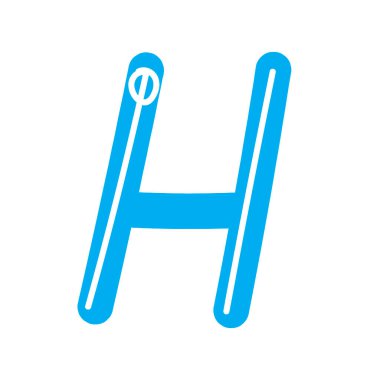 Latin alfabesinin H harfi beyaz arka planda iş için bir marka, logo ve amblem olarak izole edilmiştir. Tasarım için komik harfli mavi vektör stok çizimi