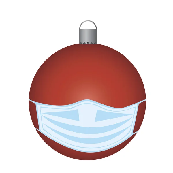 Weihnachtskugel Einer Medizinischen Maske Ist Isoliert Auf Weißem Hintergrund Für — Stockvektor