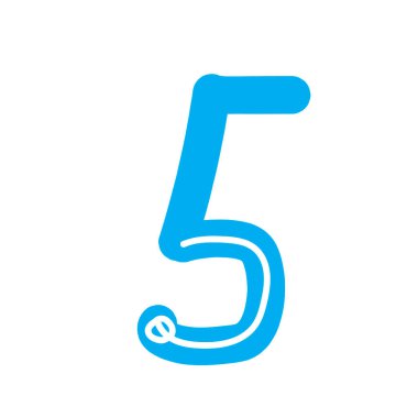 Beş sayısı beyaz bir arkaplanda tasarımın bir elementi olarak izole edilmiştir. Dekorasyon için 5 numaralı şablon ile tek karakter veya sayı ile vektör stok illüstrasyonunu çiz