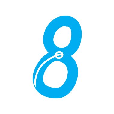 Sekiz sayısı beyaz bir arkaplanda tasarımın bir elementi olarak izole edilmiştir. Dekorasyon için 8 numaralı şablon ile tek karakter veya sayı ile vektör stok illüstrasyonunu çiz