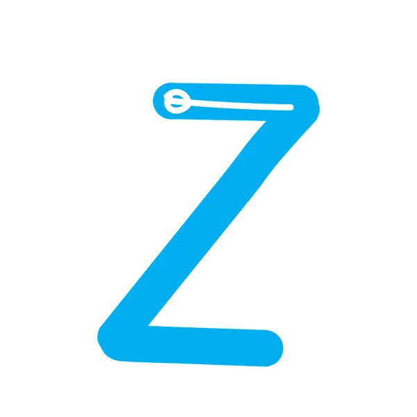 拉丁字母Z以白色背景隔离 作为品牌 企业标志 用于设计的带有滑稽风格的可爱字母的蓝色向量图 — 图库矢量图片