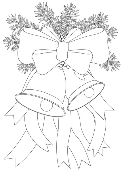 Coloriage Noël Avec Cloche Sapin Noël Comme Livre Coloriage Stress — Image vectorielle