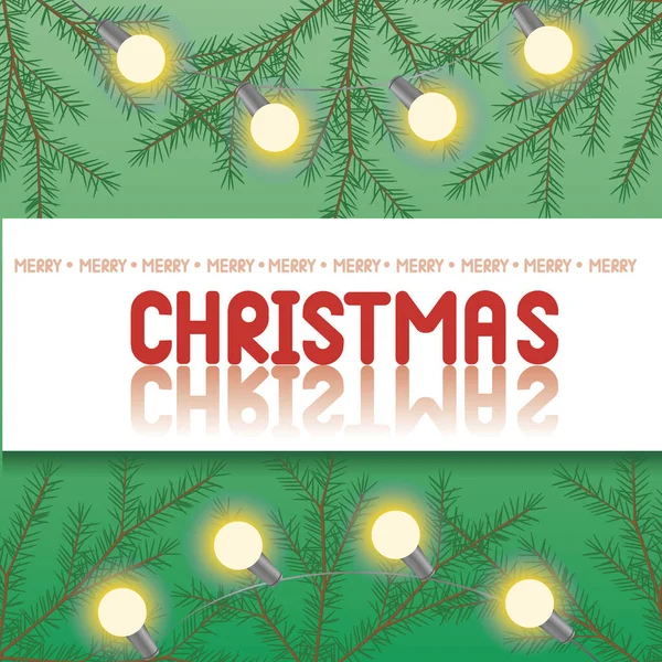 Cartão Natal Com Texto Alegre Natal Árvore Natal Gérmen Como — Vetor de Stock