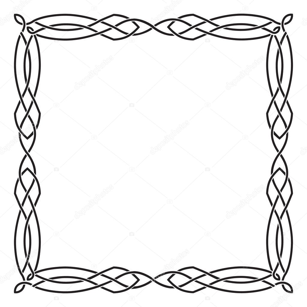 Celtic frame is square, black and white.