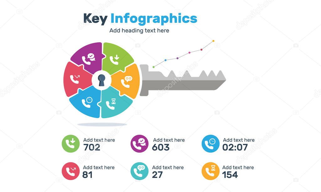 Key infographics. Vector illustration, business infographic with key made of jigsaw puzzle banner. Key icon.