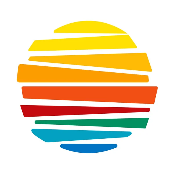 Abstraktní Geometrické Logo Slunce Ikona Žluté Oranžové Červené Zelené Modré — Stockový vektor