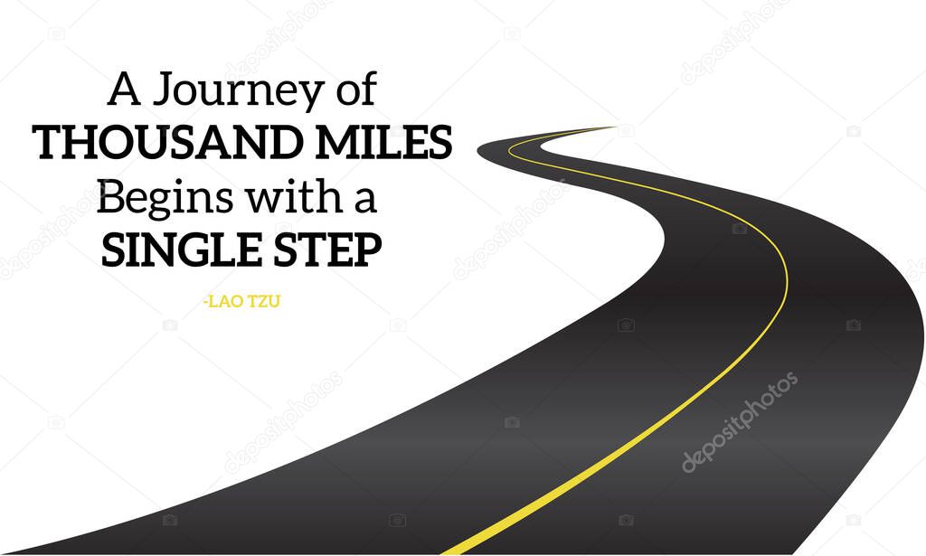 Inspiring Motivational Quote. A Journey Of A Thousand Miles Begins With A Single Step. Vector Illustration