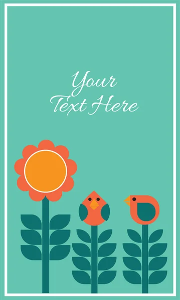 Abstract Flower Birds Template Vector Illustration Greeting Card Postcard Print — Stock Vector