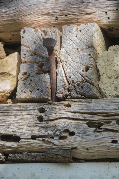 Detailní Záběr Poškozeného Dřeva Detaily Střechy Textura Detaily Venkovské Pozadí — Stock fotografie