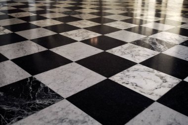 Siyah beyaz satranç kiremit zemin deseni 