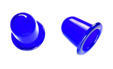 Silikon cupping seti, beyaz arka plan üzerinde izole mavi tıbbi masaj vakum bardak 
