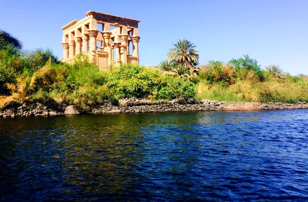 Spectaculair Uitzicht Philae Tempel Het Eiland Agilkia Stroomafwaarts Van Aswan — Stockfoto