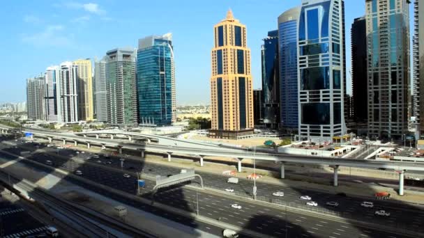 Dubai Eae Március 2020 Jumeirah Lakes Towers Felhőkarcolók Sheikh Zayed — Stock videók