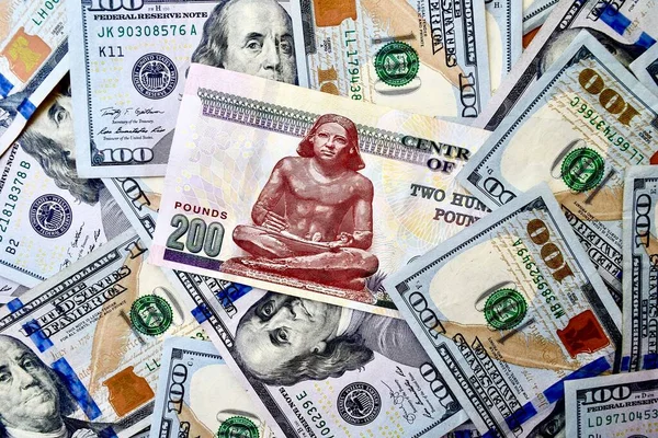 Αίγυπτος Εθνικό Νόμισμα Στην Κορυφή Του Δολαρίου Ηπα Φόντο Τραπεζογραμματίων — Φωτογραφία Αρχείου