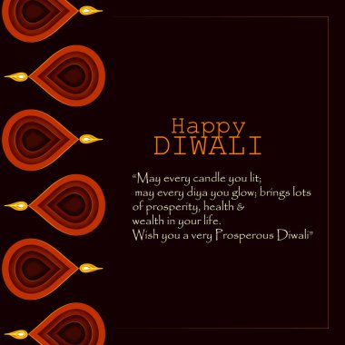 Mutlu Diwali festivali güzel tasarım şablonu. Kağıt kesme stilinde minimum kompozisyon. Tebrik kartı, banner, kapak veya poster.vector illüstrasyon markalaşma için tatil arka plan ayarlayın.