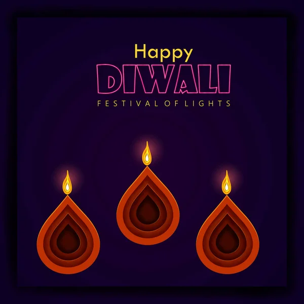 Gelukkig Diwali Festival mooie ontwerpsjabloon. Minimale samenstelling in papier knippen stijl. Vakantie achtergrond instellen voor branding wenskaart, banner, cover of poster. vector illustratie. — Stockfoto