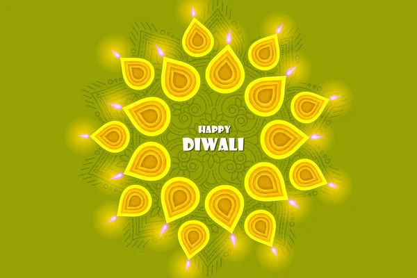 Happy Diwali festival hermosa plantilla de diseño.Composición mínima en estilo de corte de papel.Establecer el fondo de vacaciones para la tarjeta de felicitación de marca, pancarta, portada o ilustración poster.vector . —  Fotos de Stock
