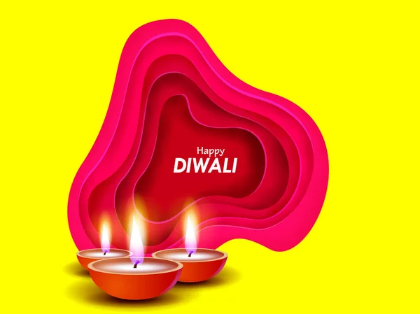 Happy Diwali festival belo modelo de design. Composição mínima em papel corte style.Set fundo de férias para branding cartão de saudação, banner, capa ou poster.vector ilustração . — Fotografia de Stock