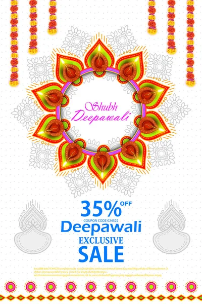 Diwali Indian Festival Lights Sale Floral Achtergrond Ontwerp Met Een — Stockfoto