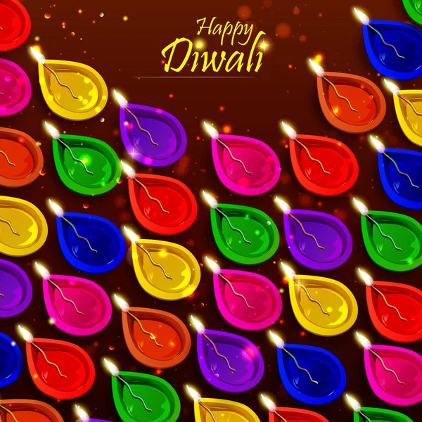 Illustration Gravure Diya Sur Happy Diwali Fond Vacances Pour Festival — Photo