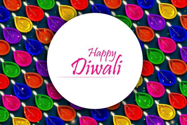 Illusztráció Égő Diya Happy Diwali Nyaralás Háttér Fény Fesztivál India — Stock Fotó
