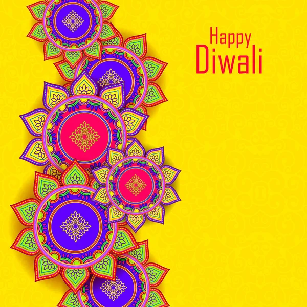 Diwali Festival Conception Vacances Avec Indian Floral Rangoli Style Happy — Photo