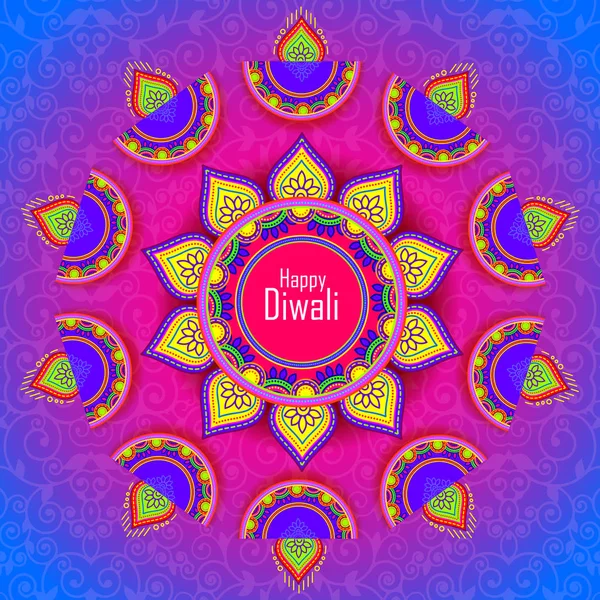Diwali festival holiday design with Indian floral Rangoli style.Happy Diwali