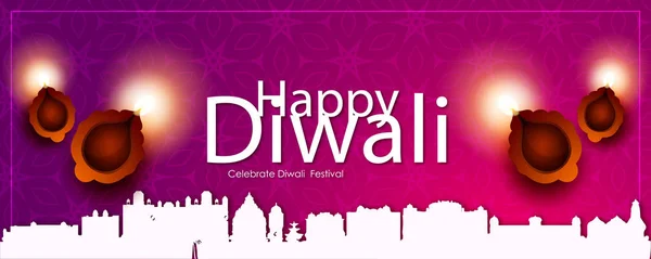 Ilustración Vectorial Tarjeta Felicitación Del Festival Diwali Con Elegante Lámpara — Foto de Stock