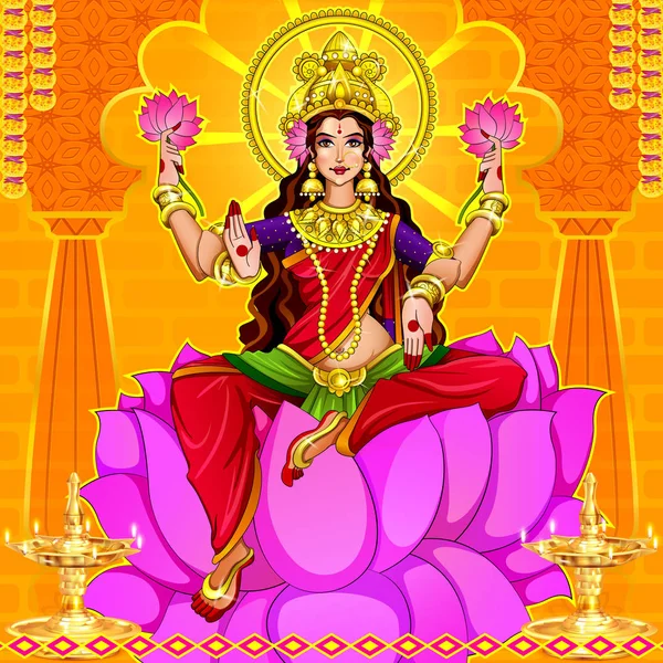 Illustration Poster Banner Design Indian Festival Dhanteras Beautiful Goddess Maa — стоковое фото