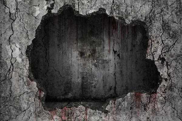 Bloody background scary on damaged grungy crack and broken concr Stock Picture